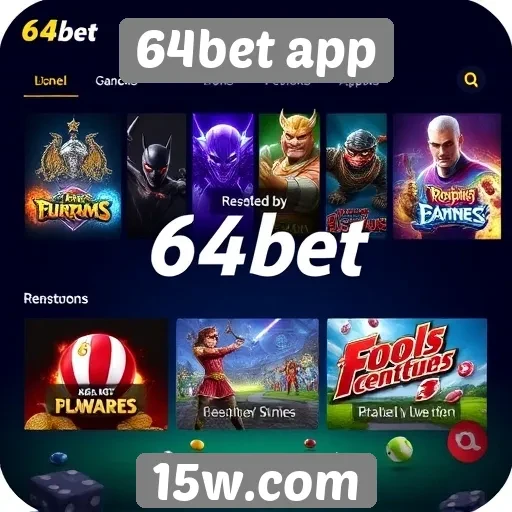 Variedade de jogos disponíveis no 64bet app
